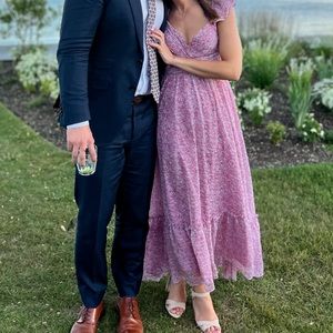 ASTR the label primrose dress in dark fuchsia multi